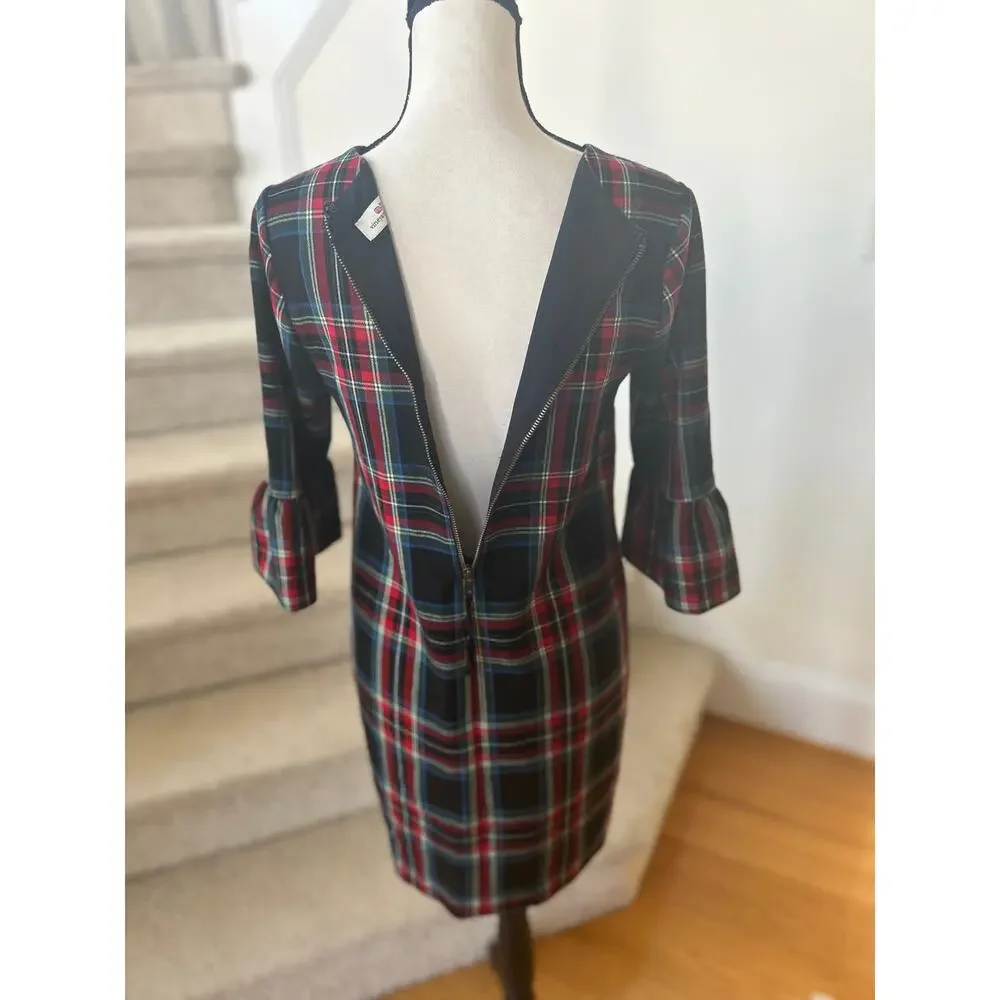Vineyard Vines Black & Red Christmas Holiday Tartan Shift Dress - Picture 5 of 8